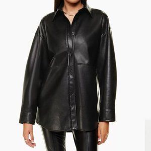 Babaton vegan leather shirt jacket